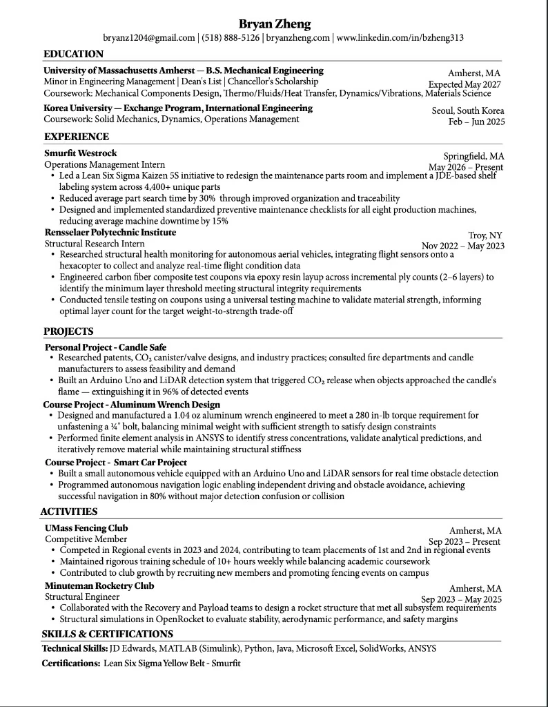 Bryan Zheng Resume
